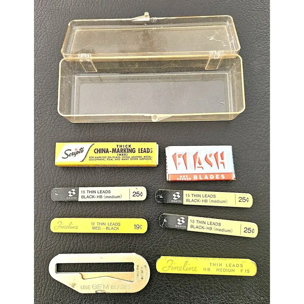 Vintage Mechanical Pencil Refills Leads Scripto Pentel, With Vintage Plastic Box